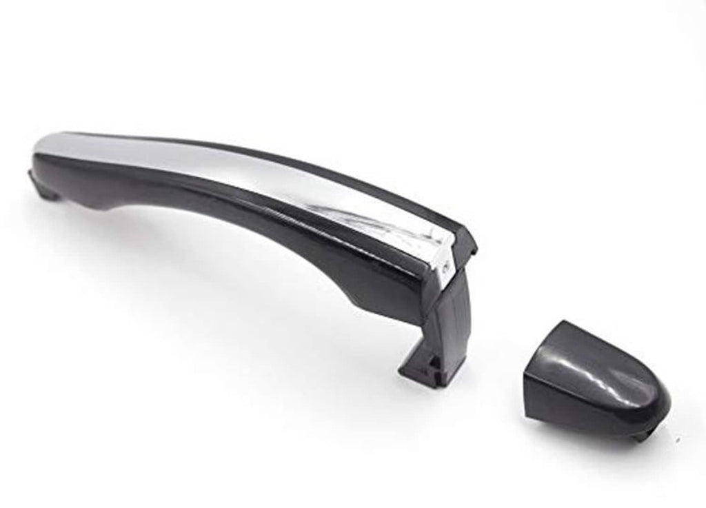 Chrome and black exterior door handle with separate black end cap
