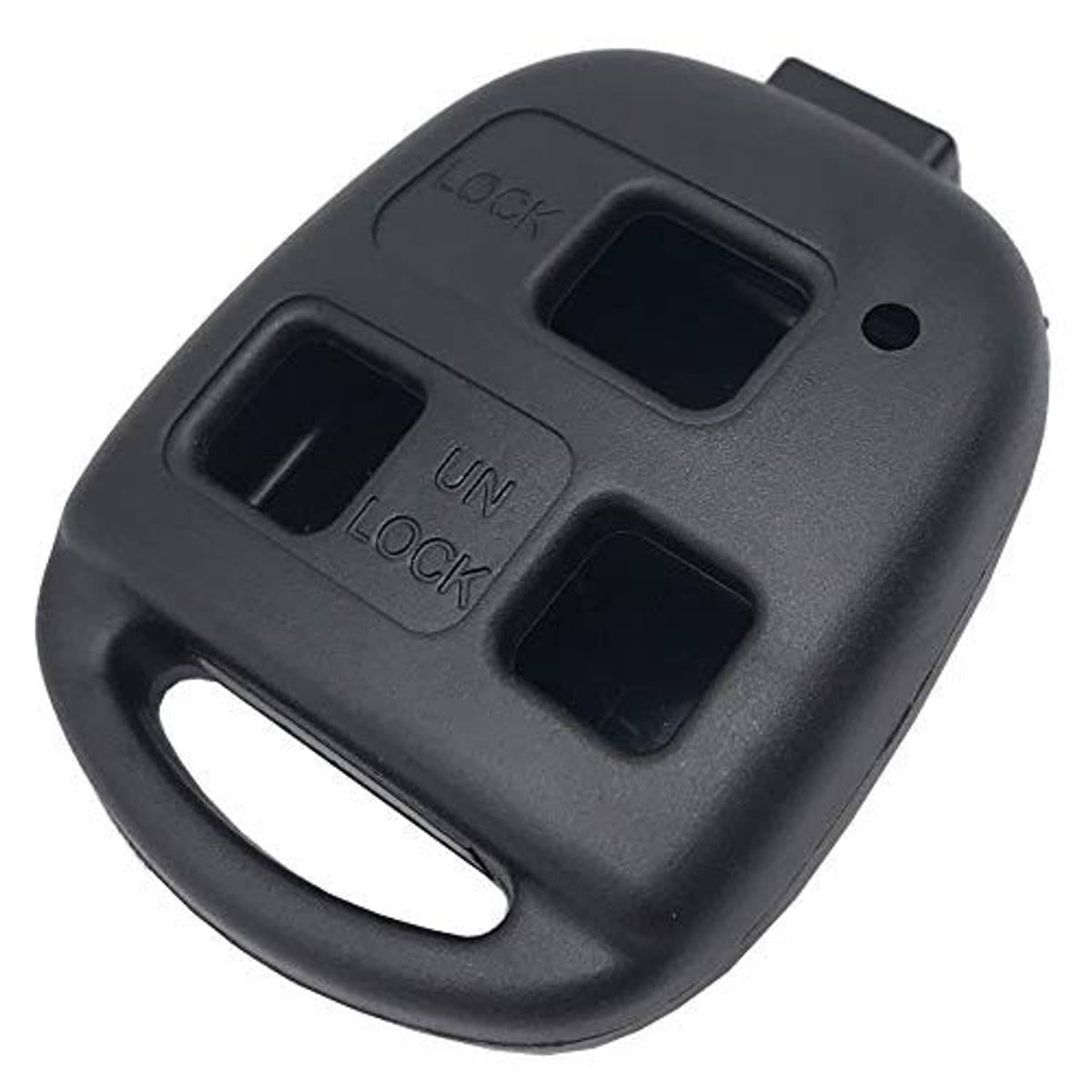 Black key fob cover with lock/unlock buttons and oval cutout