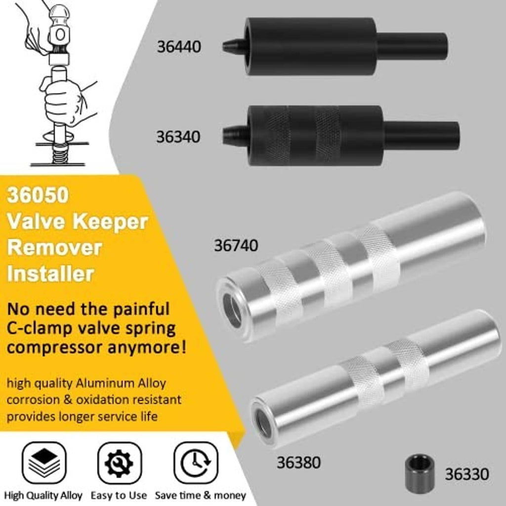 Valve keeper remover/installer tools: silver aluminum alloy cylinders with black tips