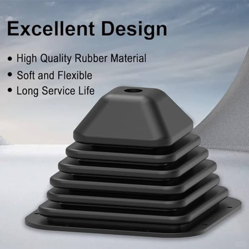 Matte black rubber shift boot with ridged accordion folds and circular top opening