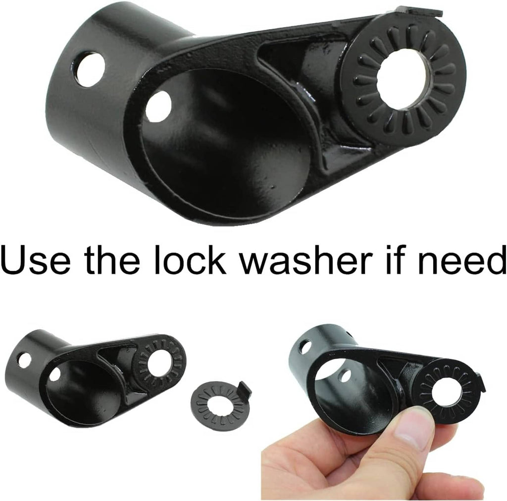 Black bike trailer hitch coupler with cylindrical receiver and mounting plate holes