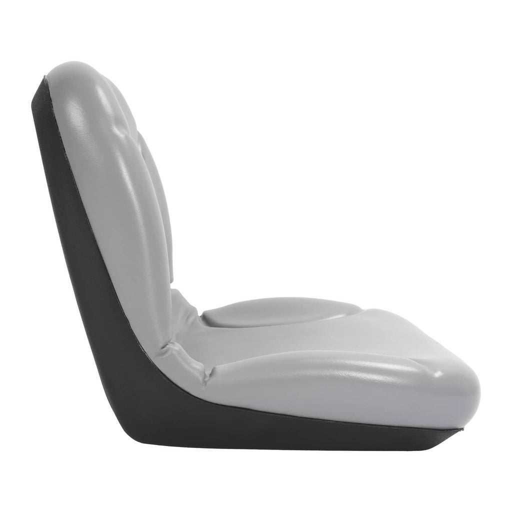 Light gray tractor seat with black side base and padded back
