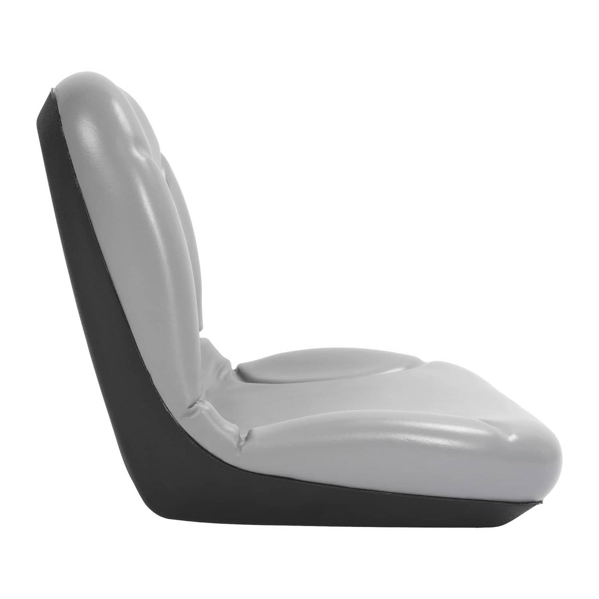 Light gray tractor seat with black side base and padded back
