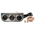 3-in-1 car gauge set with chrome faces, wiring, and copper sensor coil