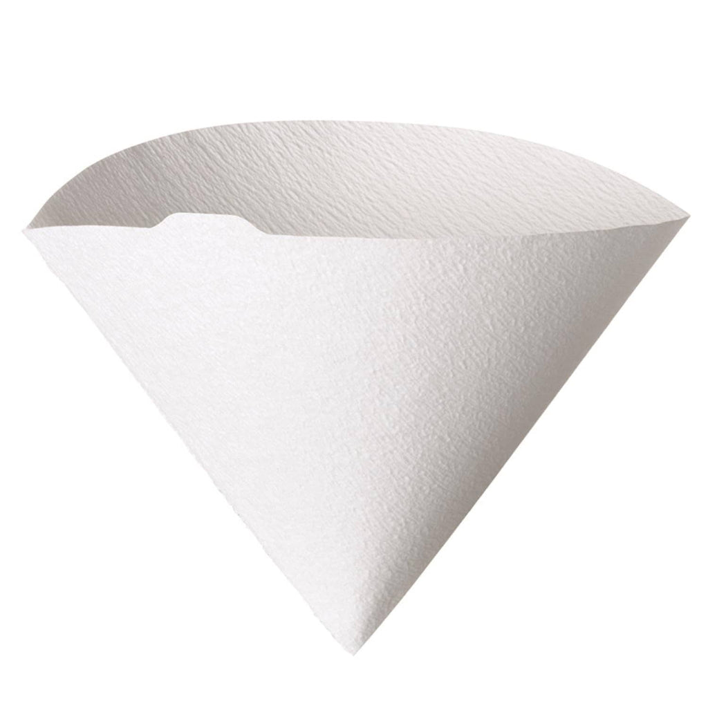 White cone paper coffee filter, ready for brewing