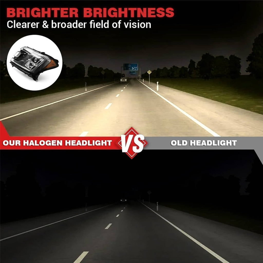 Headlight assembly with projector lens, clear lens reflectors, and amber corner marker