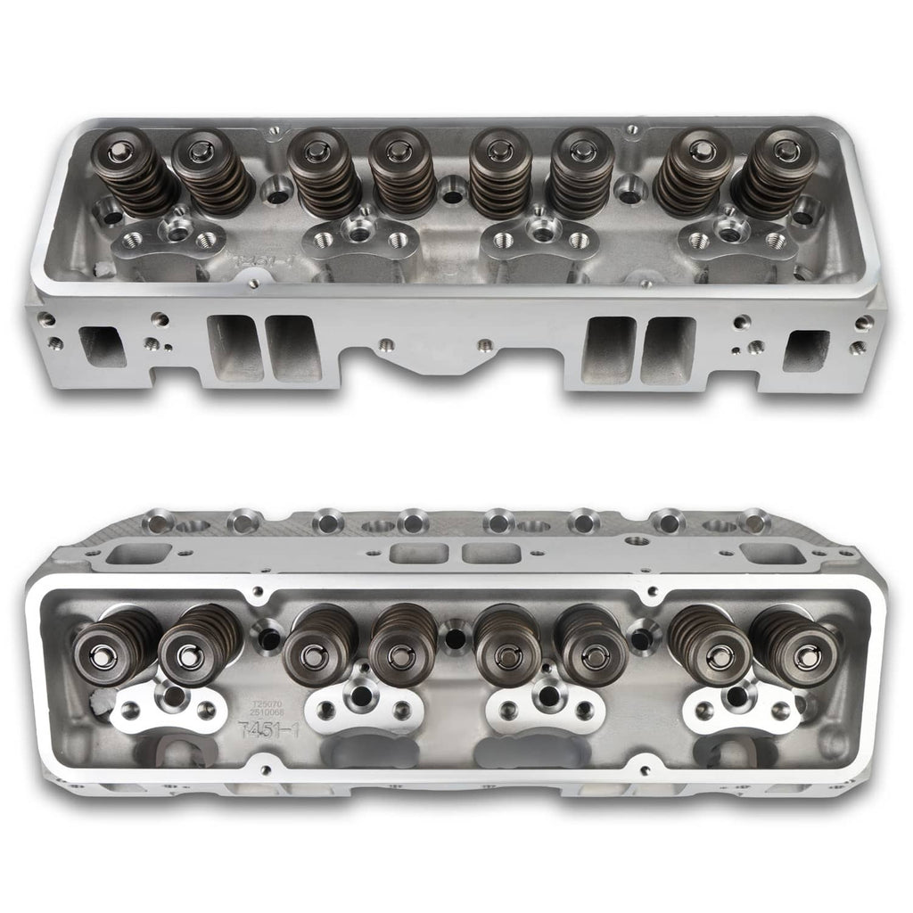 Aluminum cylinder head with valve springs on top and combustion chamber side, silver