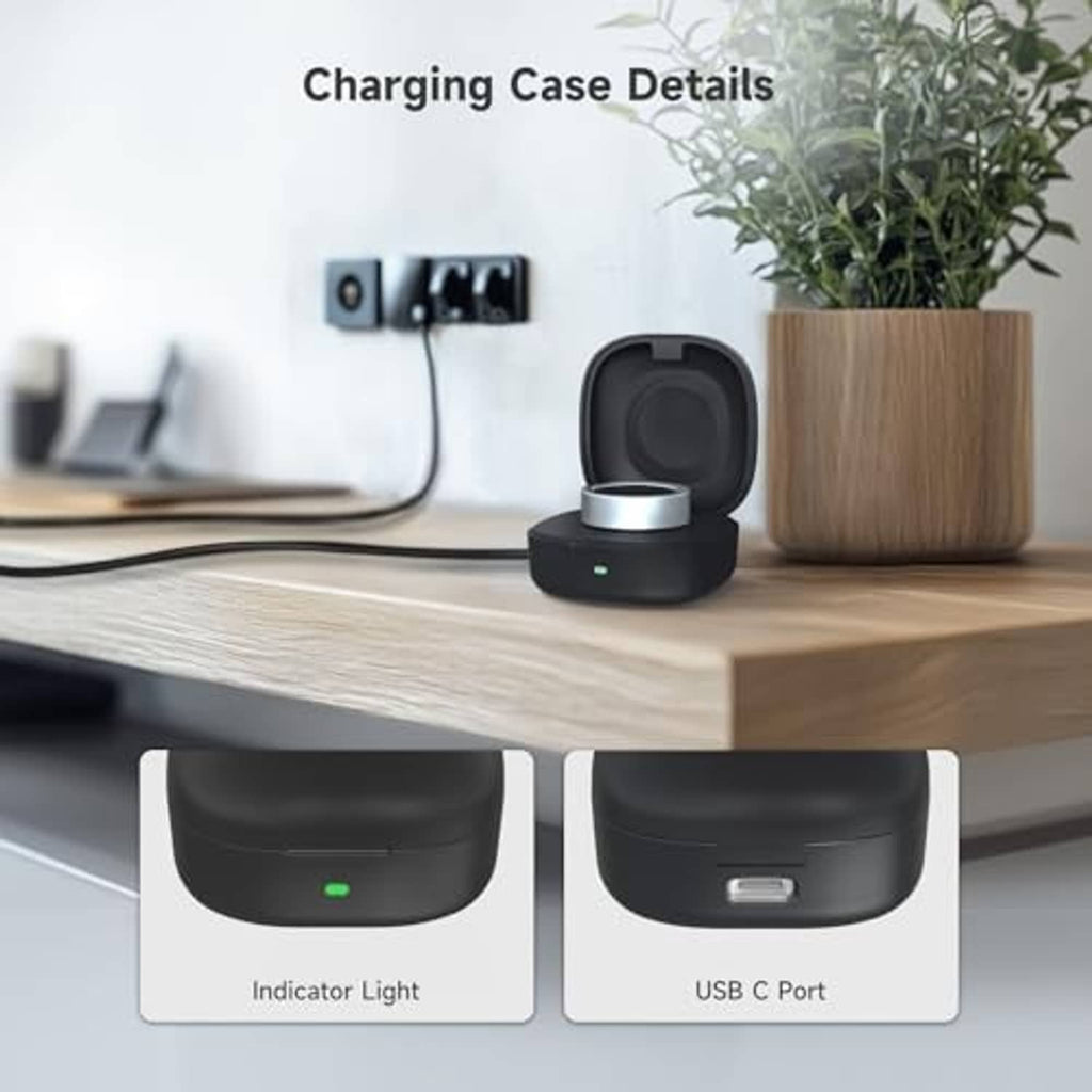 Black wireless charging case with indicator light and USB-C port connector