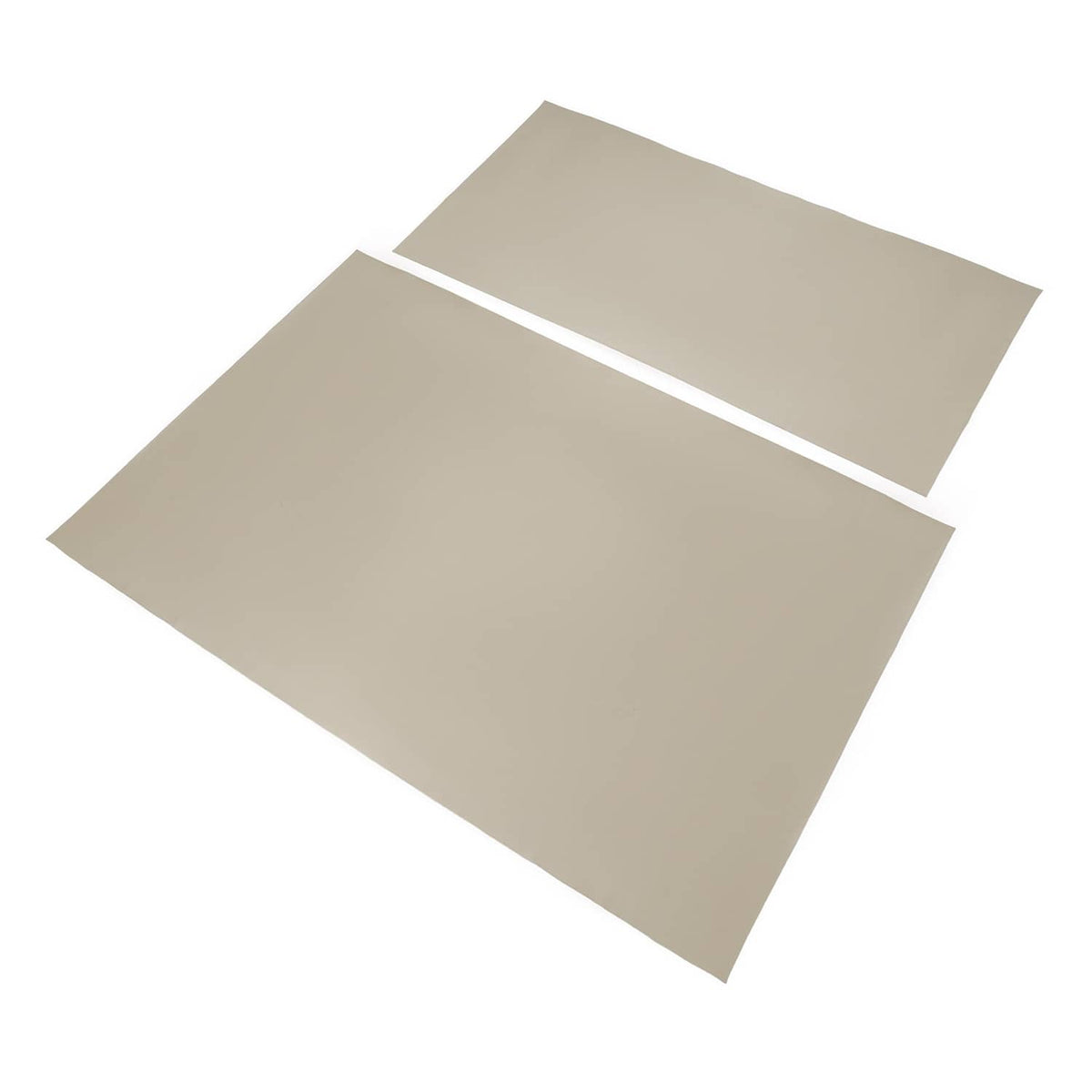 Tan seat cushion and seat back cover pair with central overlap strip