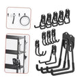 Set of black wall-mount utility hooks with curved hangers and mounting plates