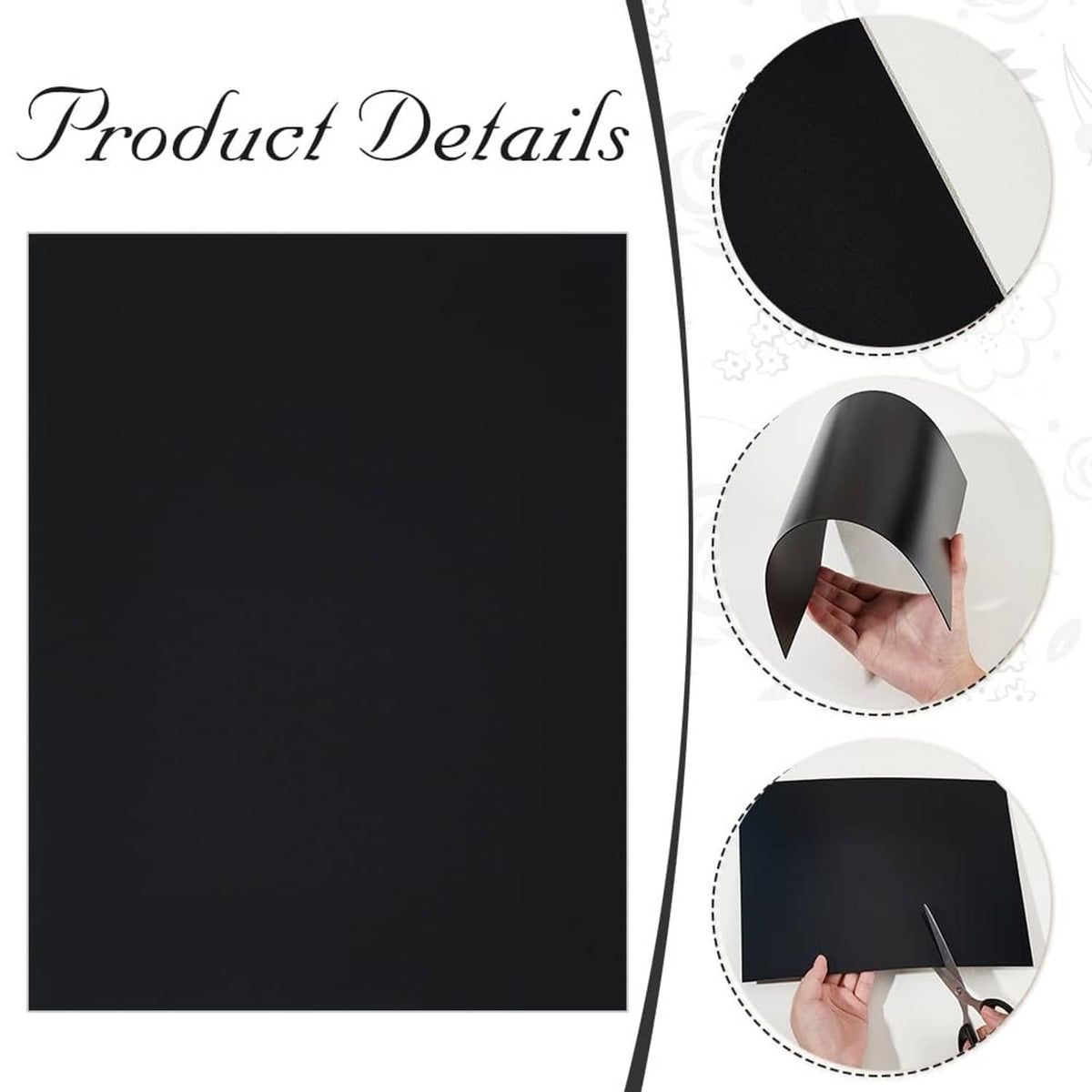 Black rectangular plastic brim insert detail, shown for hat brim shaping