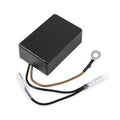 Black electronic RPM rev limiter module with 2-wire harness and ring terminal