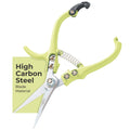 Chartreuse pruning shears with spring handle and silver blades