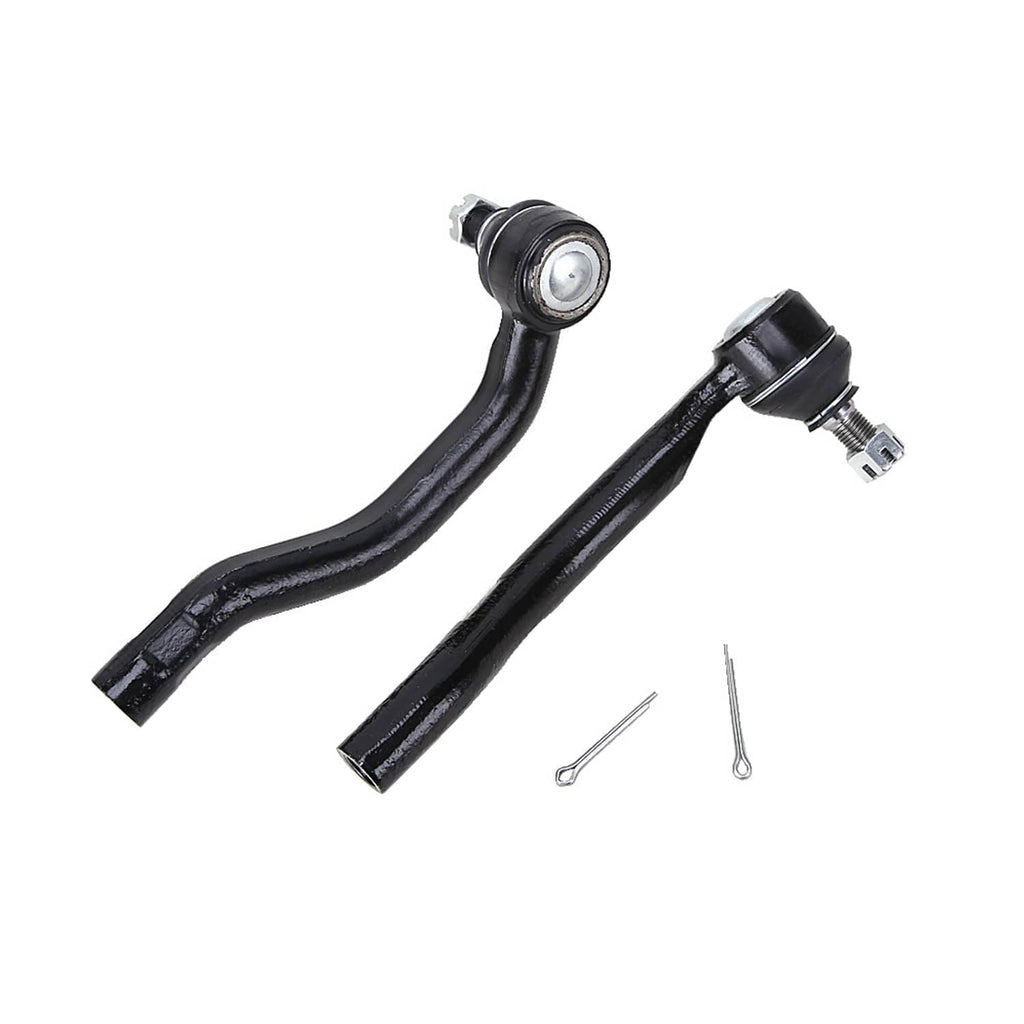Two black outer tie rod ends with ball joint housings and cotter pins.