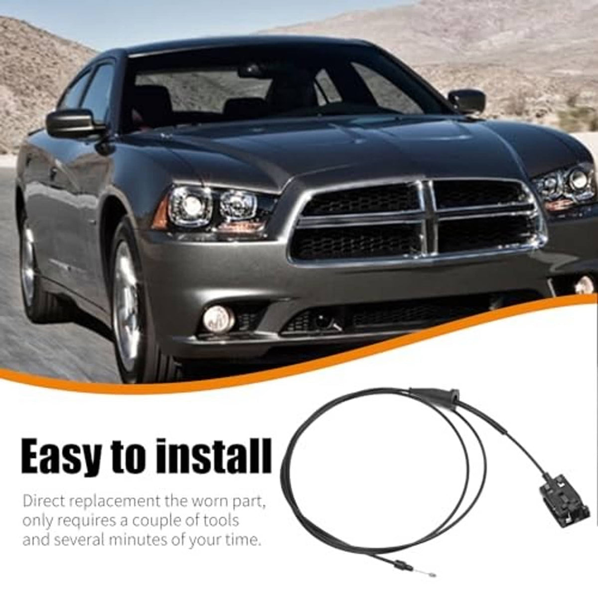 Hood latch release cable with black handle module and two wire ends