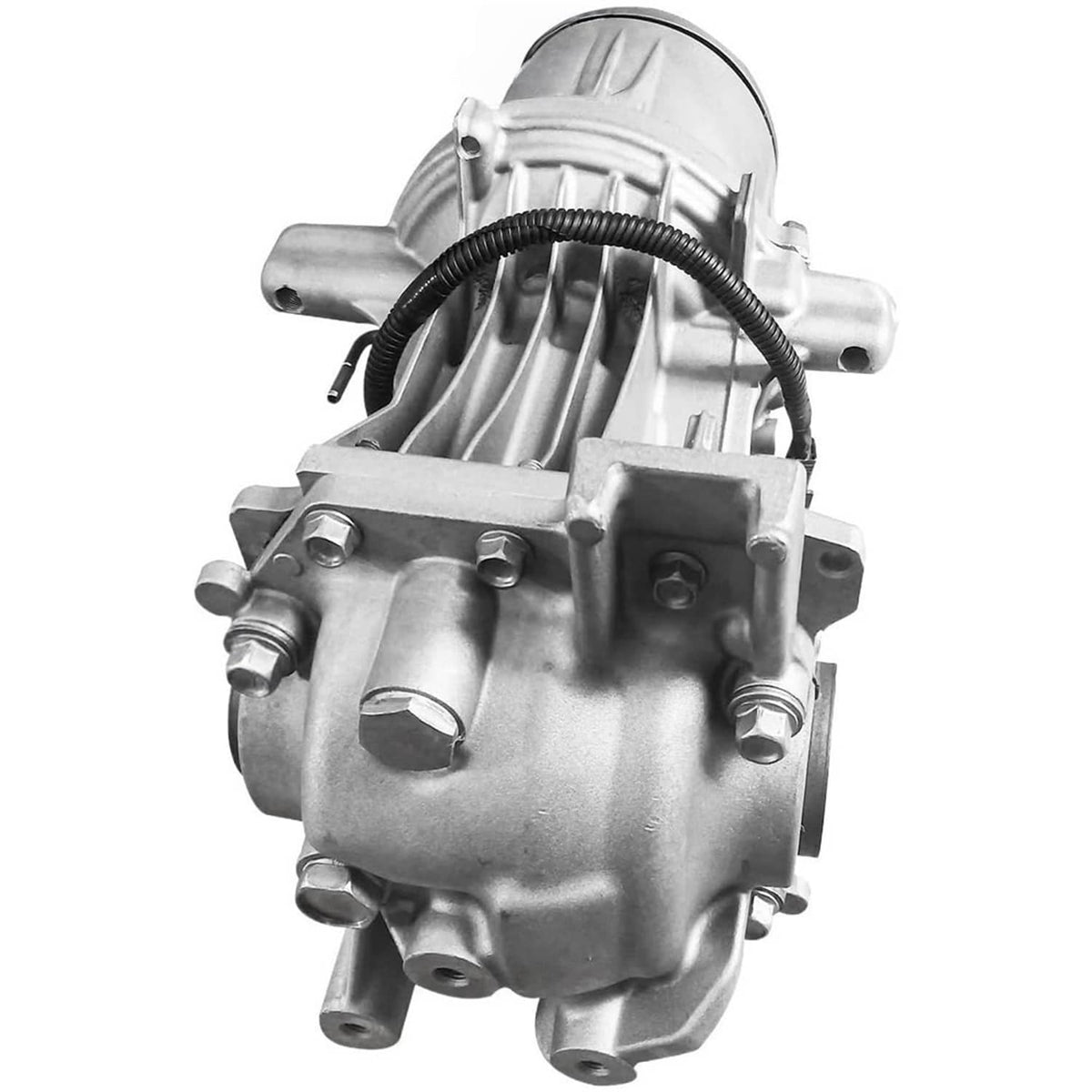 Rear axle differential carrier assembly, cast aluminum housing with wiring harness