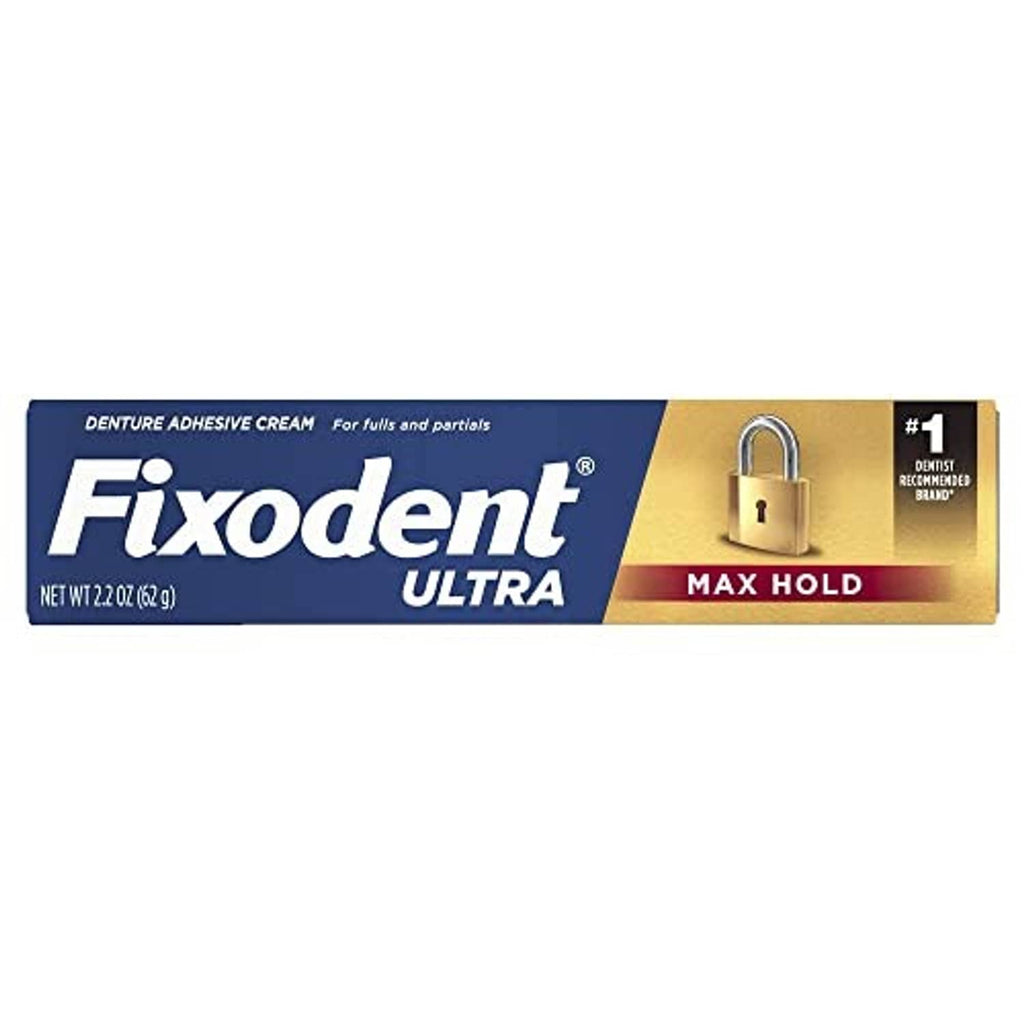 Fixodent Ultra max hold denture adhesive cream box, #1 denture adhesive