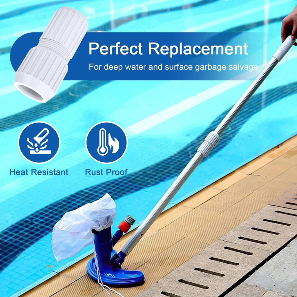 White cam lock replacement connector attached to a telescoping pool pole