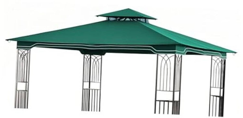 Forest green gazebo replacement canopy fabric roof over open sides with metal frame