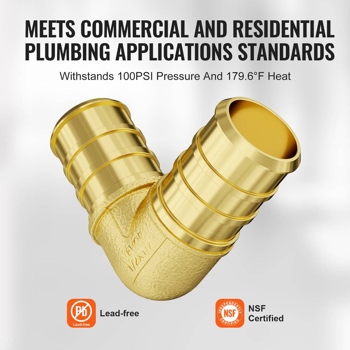Two solid brass 1/2 in elbow tube fittings with clamp ends
