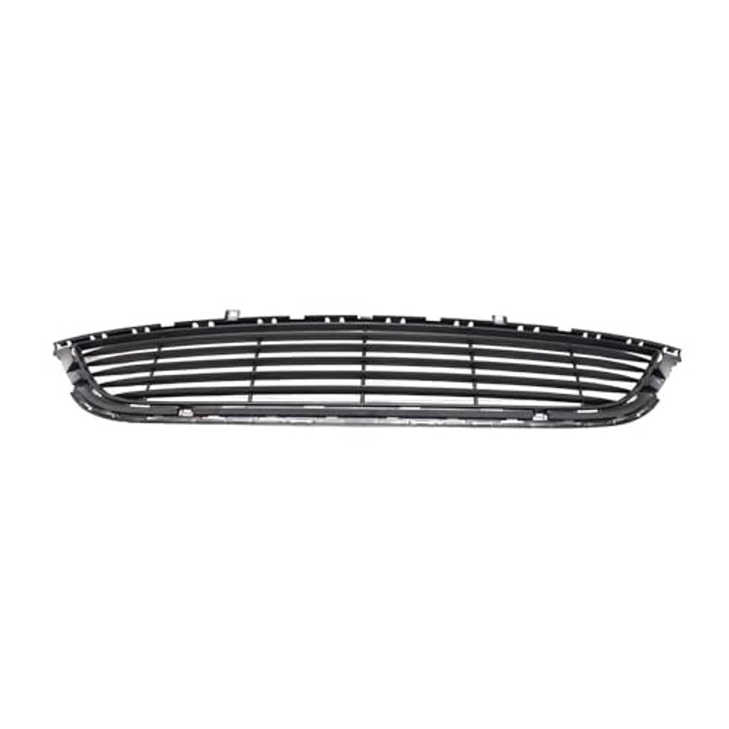 Front grille insert with black frame and silver-gray horizontal bars, side edge visible