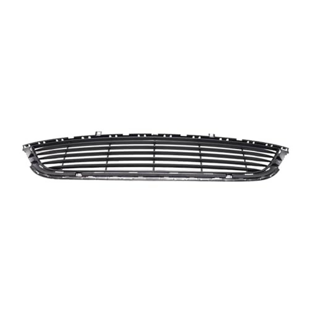 Front grille insert with black frame and silver-gray horizontal bars, side edge visible