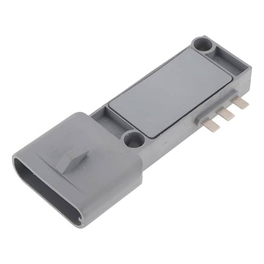 Grey ignition control module with side connector pins and mounting hole