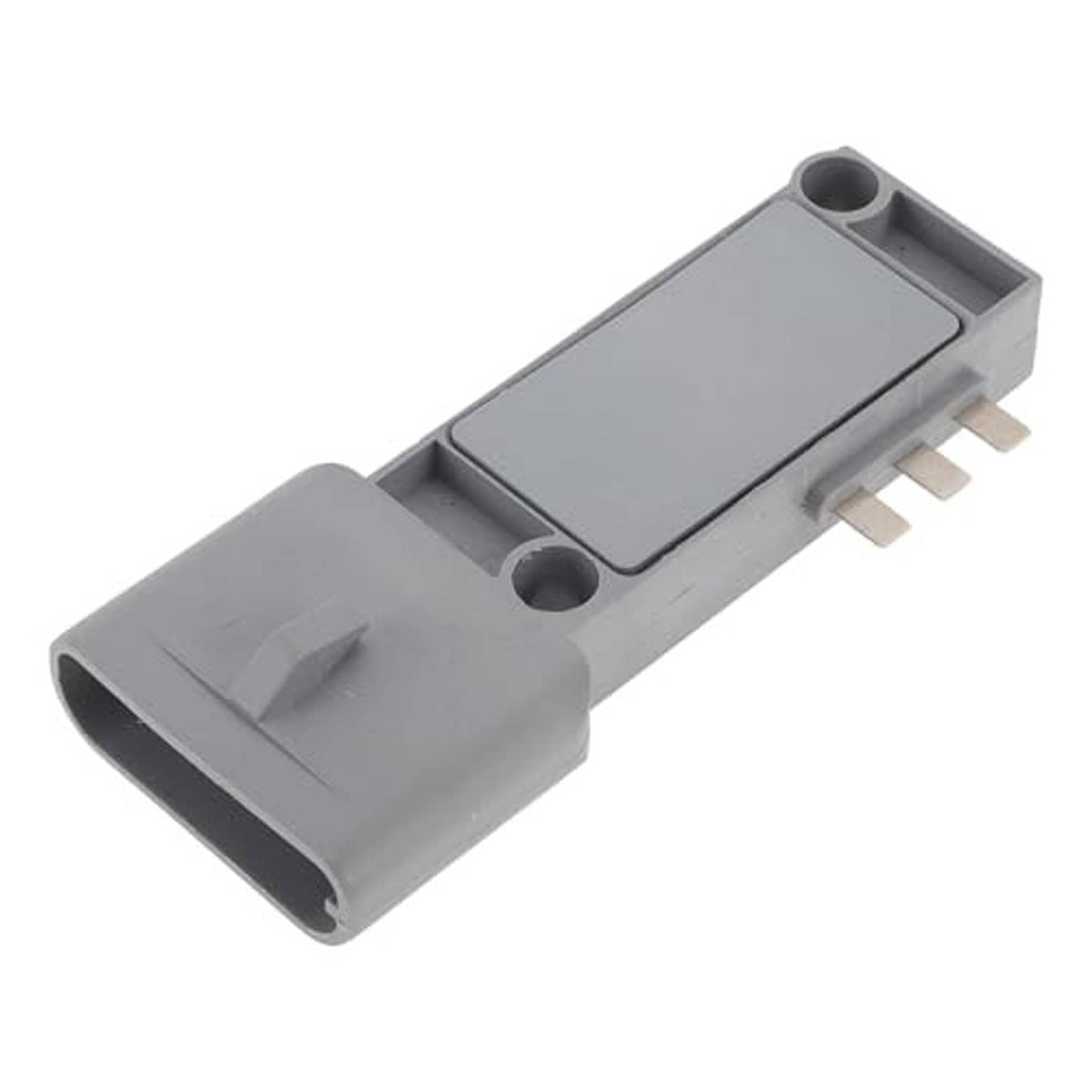 Grey ignition control module with side connector pins and mounting hole