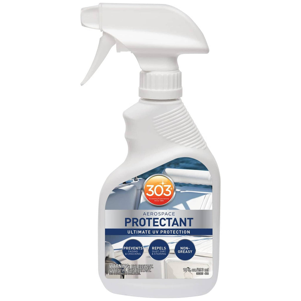 Aerospace protectant spray bottle with white trigger for UV protection