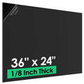 Black ABS plastic sheet, 36 x 24 in, 1/8 in thick