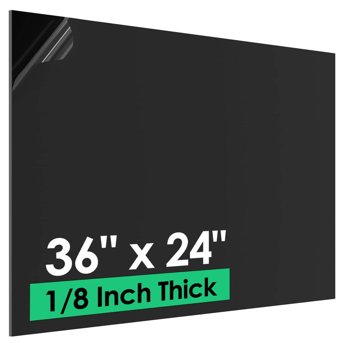 Black ABS plastic sheet, 36 x 24 in, 1/8 in thick