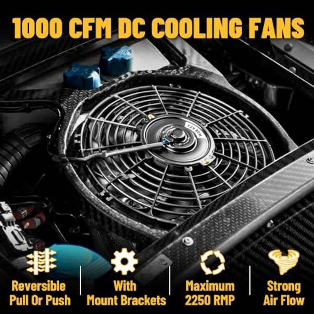 8-inch DC cooling radiator fan with black metal grille and central 12V motor