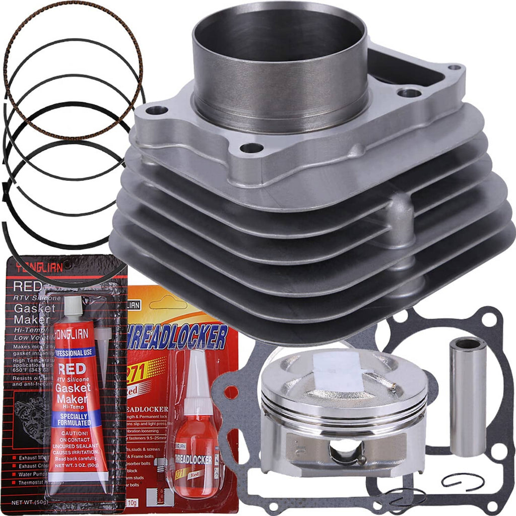 Aluminum cylinder assembly with piston, piston rings, and gasket components