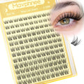 Black lash clusters on a clear strip with wispy short lengths, 8–12mm