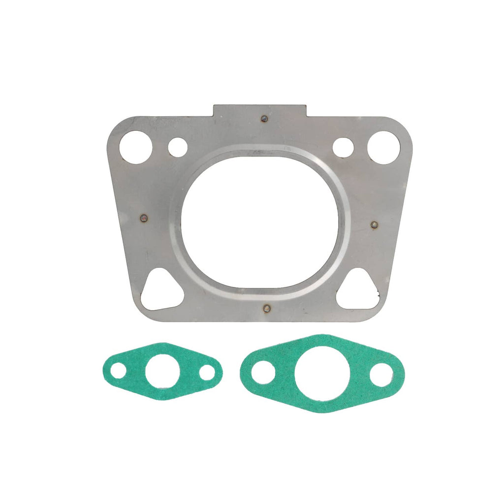 Turbocharger gasket set with one metal plate gasket and two green seal gaskets