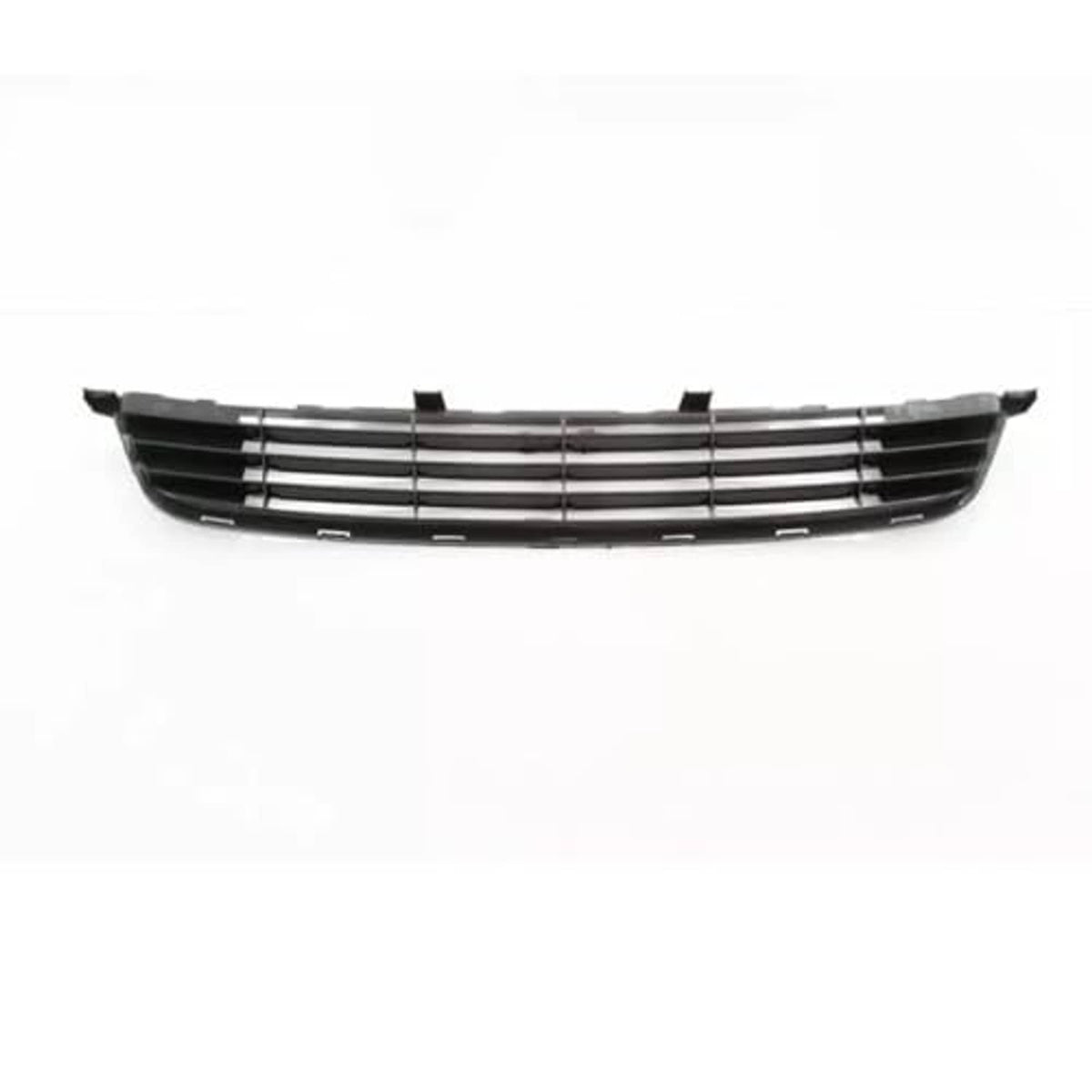 Front bumper lower grille, black with evenly spaced horizontal bars and center bar section