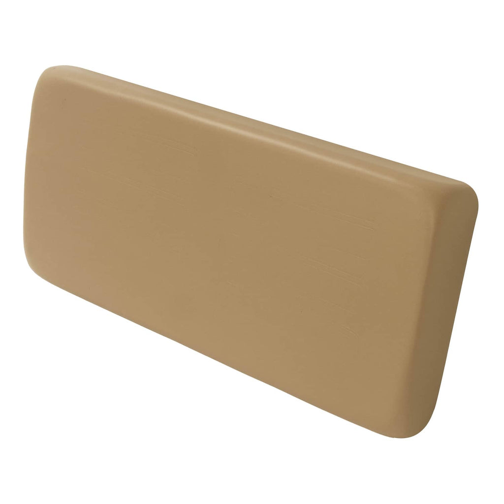 Tan golf cart seat bottom cushion assembly with rectangular padded shape