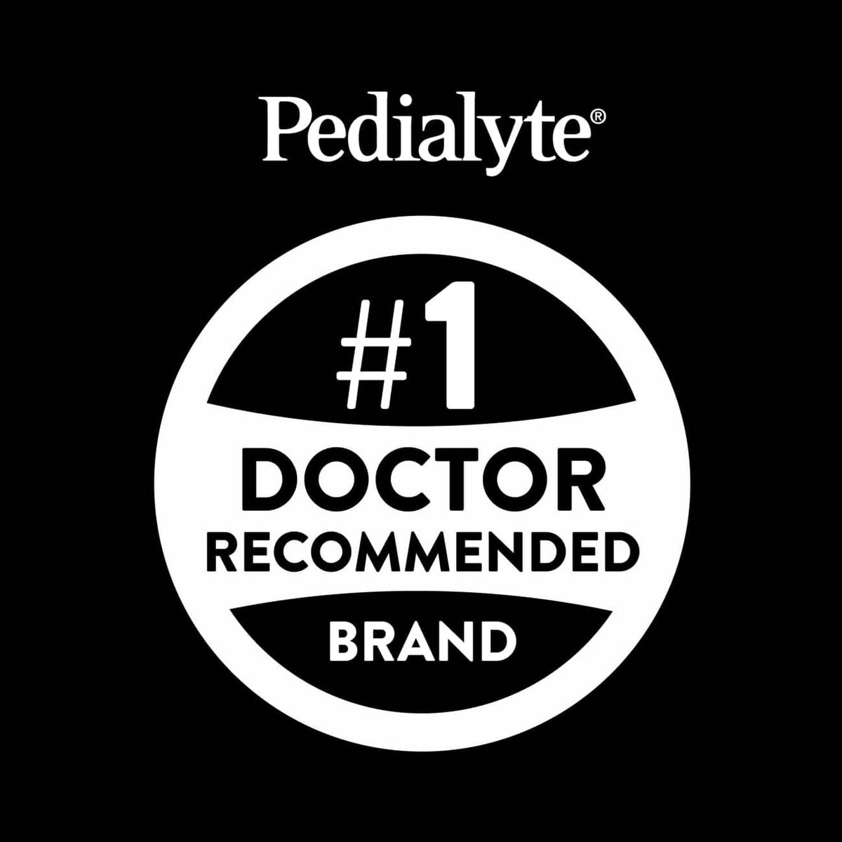 Pedialyte #1 Doctor Recommended brand badge for electrolyte powder packets