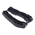 Black plastic front bumper bracket retainer pair with grid pattern and round mounting holes