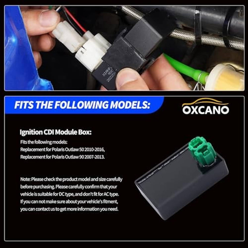 CDI wiring connector with green plug and black module, in-hand
