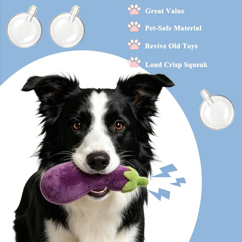 Transparent pet toy squeaker bulbs, two round domes with short tubes