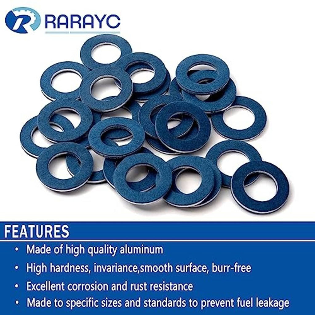 Blue oil drain plug crush washer gasket set, assortment of rings