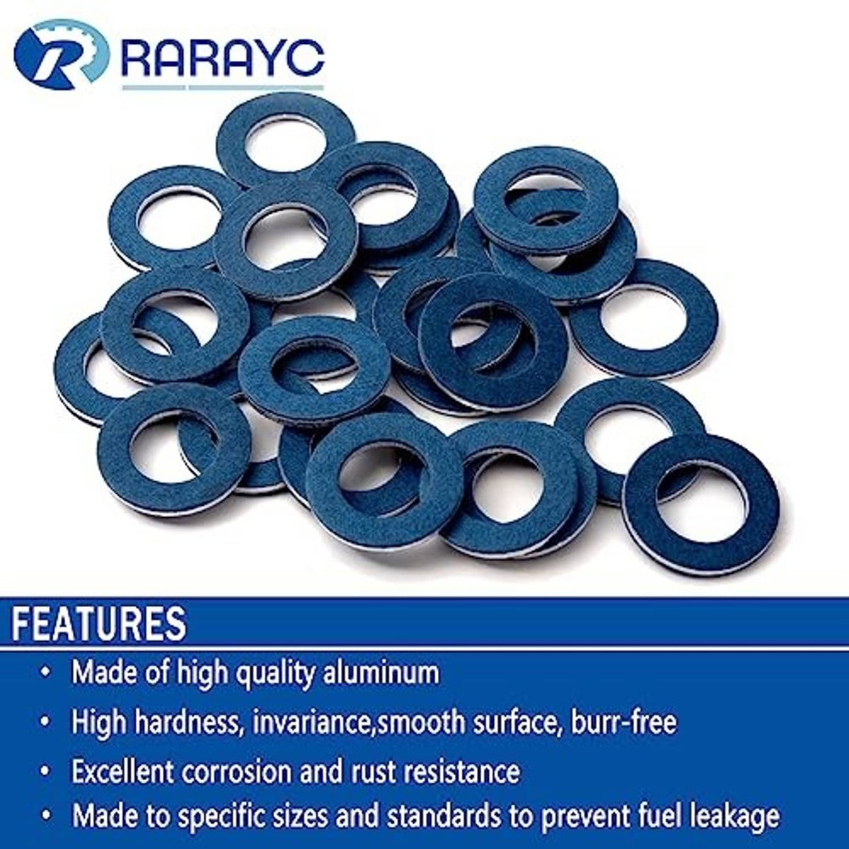 Blue oil drain plug crush washer gasket set, assortment of rings