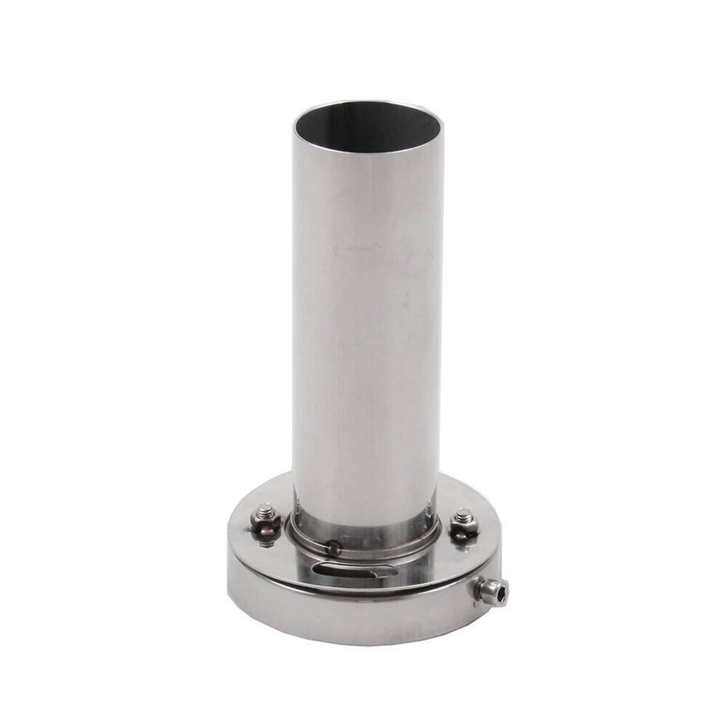 Stainless steel exhaust muffler insert with base flange and side mounting bolts