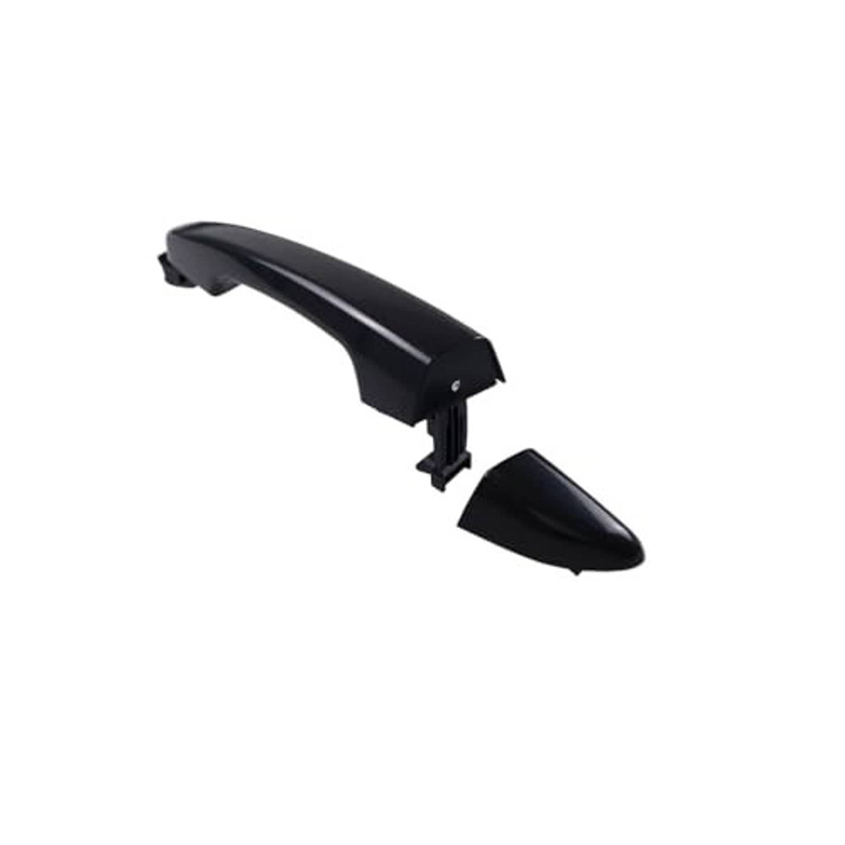 Black exterior door handle with side fins and detached trim