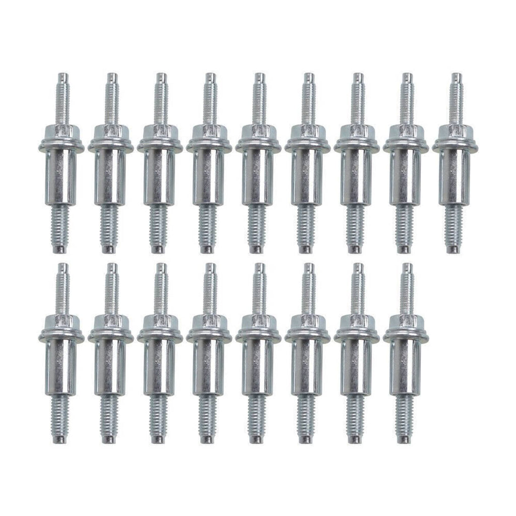 Set of silver mounting bolts with threaded shafts and hex heads