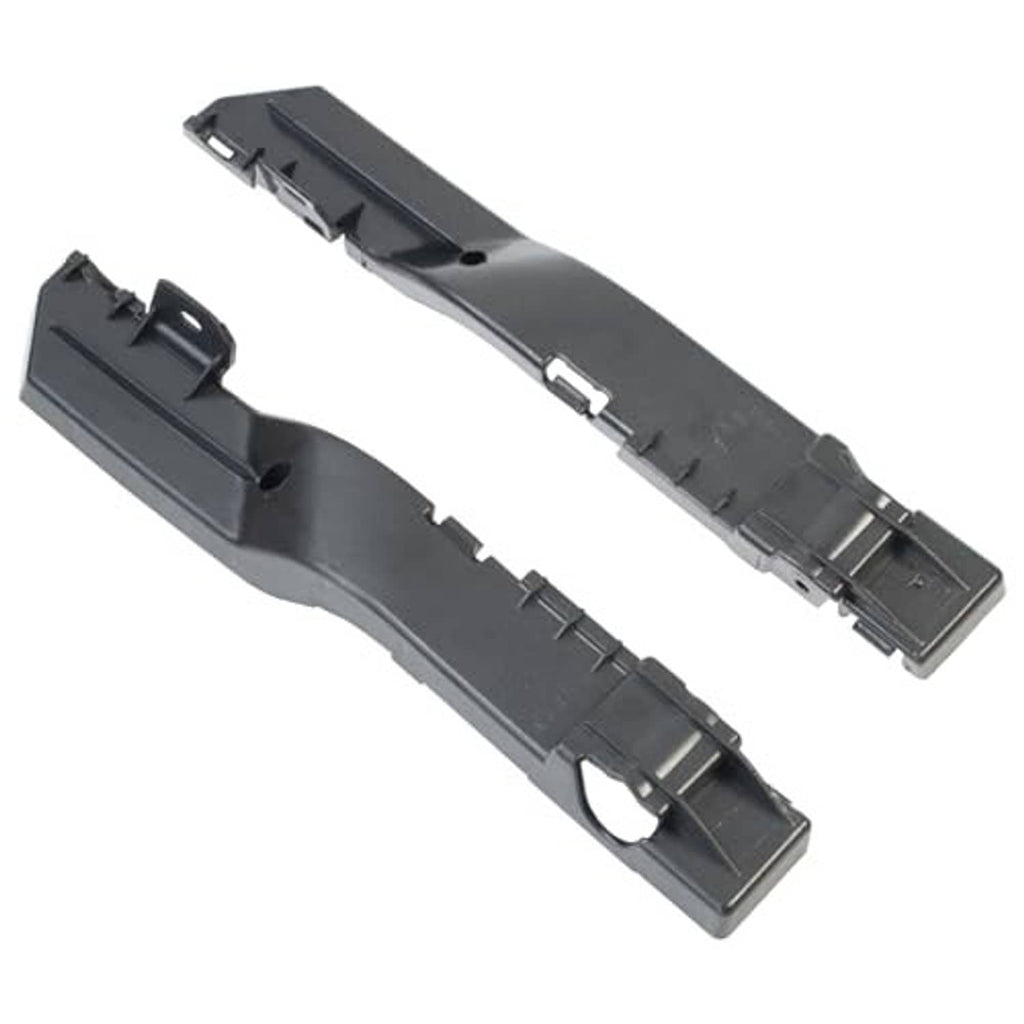 Front bumper bracket pair, black plastic channels with rectangular openings