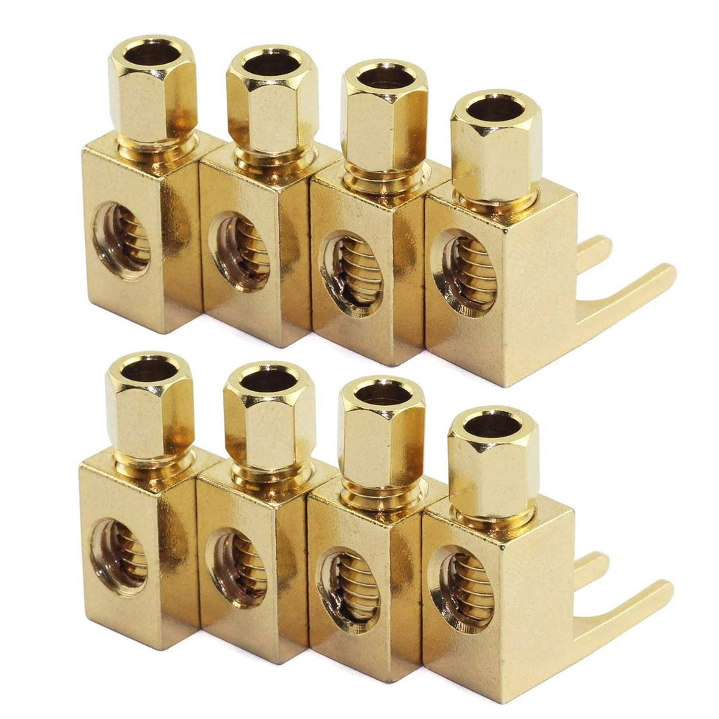Speaker cable adapter set of 8 gold banana-to-spade connectors with fork terminals
