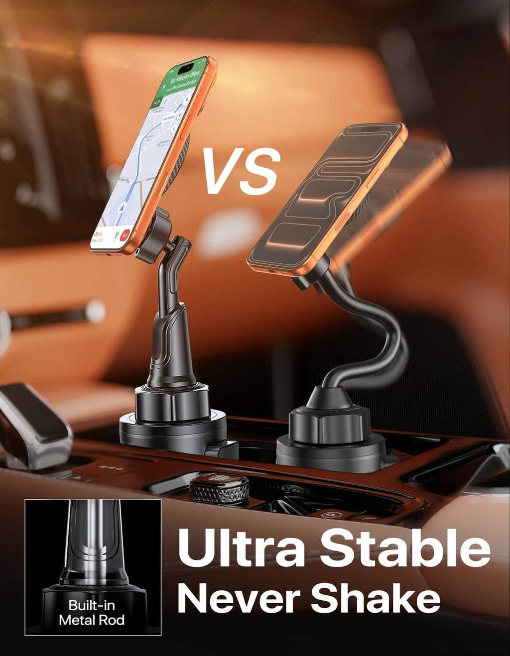 MagSafe car phone mount with stable black base and adjustable arms for vents