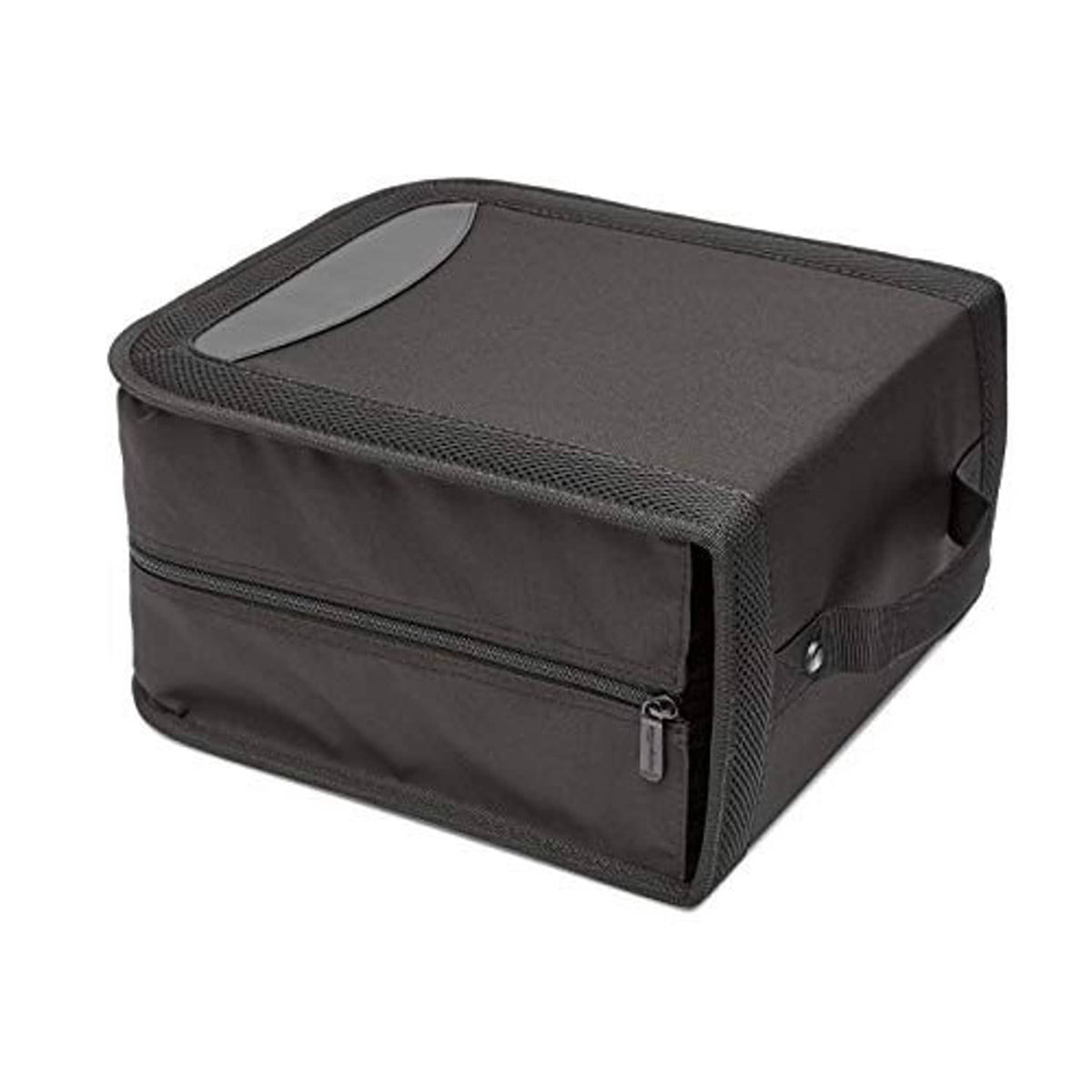 Black CD/DVD binder organizer with zipper closure and built-in front pocket